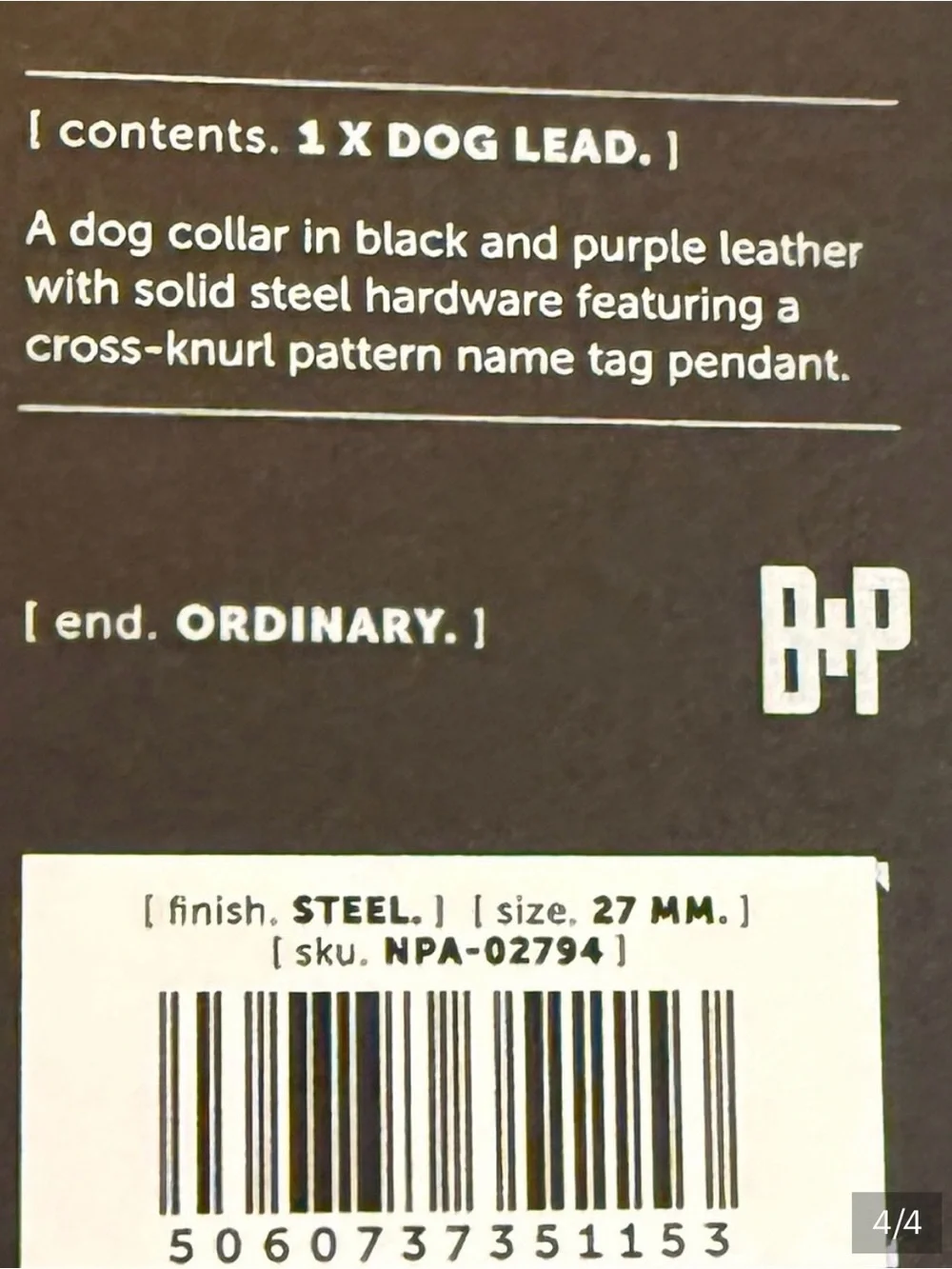 Buster + Punch London dog leash NEW